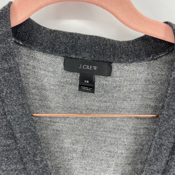 J. Crew Charcoal Gray V neck Long button Wool Cardigan Sweater womens xs - Picture 2 of 6